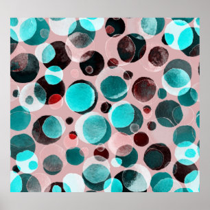 Polka dot waterverf, abstract patroon. poster