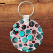 Polka dot waterverf, abstract patroon. sleutelhanger (Voorkant)