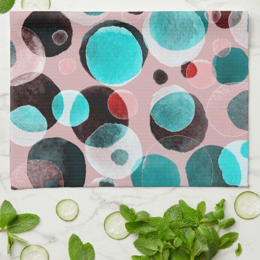 Polka dot waterverf, abstract patroon. theedoek (Gevouwen)