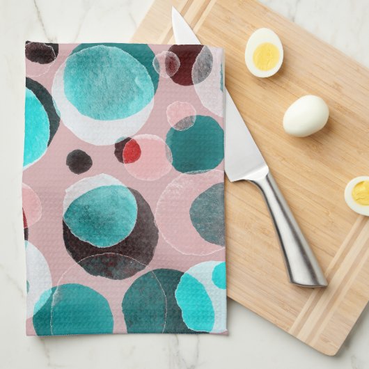 Polka dot waterverf, abstract patroon. theedoek (Quarter Fold)