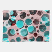 Polka dot waterverf, abstract patroon. theedoek (Horizontaal)