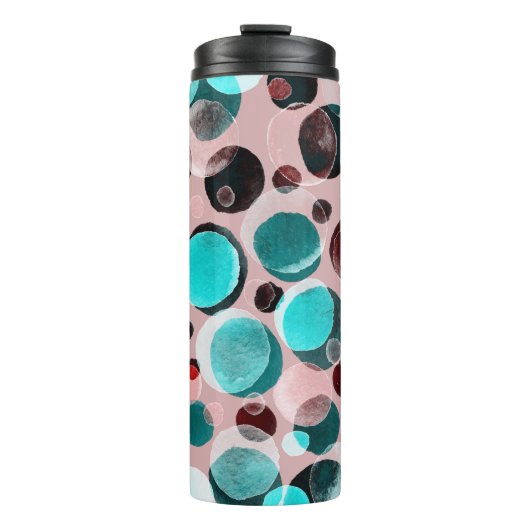Polka dot waterverf, abstract patroon. thermosbeker (Voorkant)