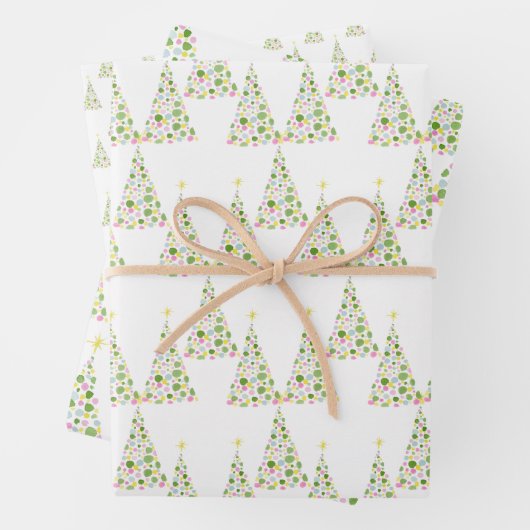 Polka Dot Waterverf kerstboom Inpakpapier Vel (In situ)