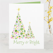 Polka Dot Waterverf kerstboom Kaart (Gele Bloem)