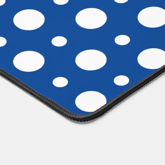 Polka Dot Wit Blauw Monogram Bureaumat (Hoek)