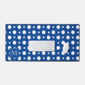 Polka Dot Wit Blauw Monogram Bureaumat (Keyboard & Muis)