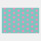 Polka Dot Wrapping Papier (Aqua & Roze) Inpakpapier Vel (Voorkant)