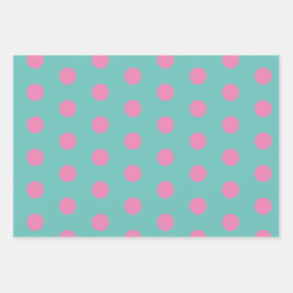 Polka Dot Wrapping Papier (Aqua & Roze) Inpakpapier Vel