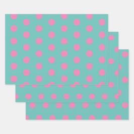 Polka Dot Wrapping Papier (Aqua & Roze) Inpakpapier Vel