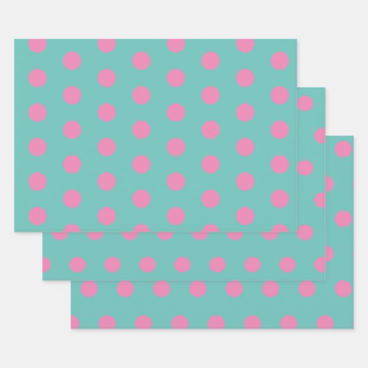 Polka Dot Wrapping Papier (Aqua & Roze) Inpakpapier Vel (Set)