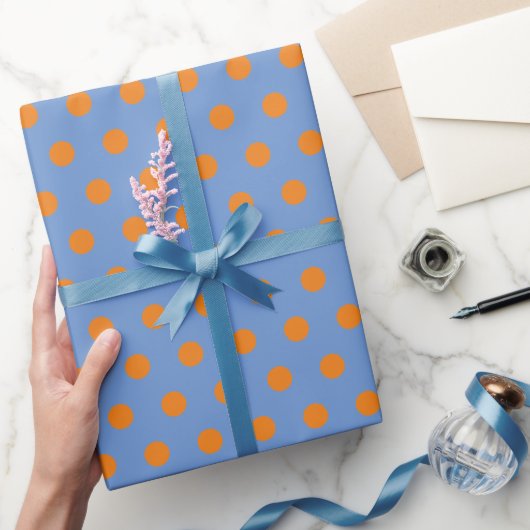 Polka Dot Wrapping Papier (Denim Blauw & Sinaasapp (Geschenken)