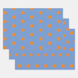Polka Dot Wrapping Papier (Denim Blauw & Sinaasapp Inpakpapier Vel
