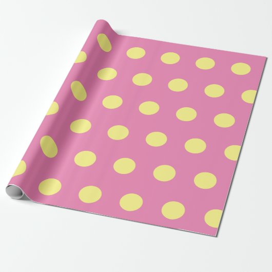 Polka Dot Wrapping Papier (roze & zacht geel) (Uitgerold)