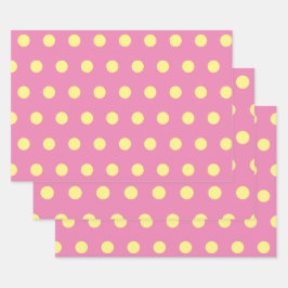 Polka Dot Wrapping Papier (roze & zacht geel) Inpakpapier Vel