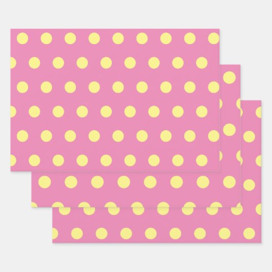 Polka Dot Wrapping Papier (roze & zacht geel) Inpakpapier Vel (Set)