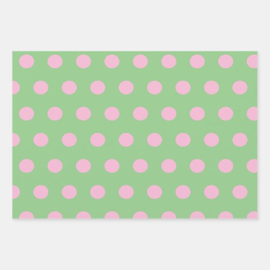 Polka Dot Wrapping Papier (Sage Green & Pastel Pin Inpakpapier Vel (Voorkant 3)