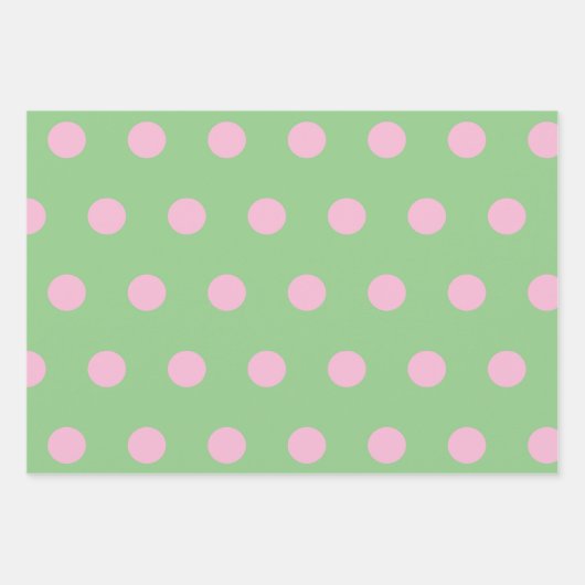 Polka Dot Wrapping Papier (Sage Green & Pastel Pin Inpakpapier Vel (Voorkant 2)