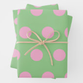 Polka Dot Wrapping Papier (Sage Green & Pastel Pin Inpakpapier Vel (In situ)