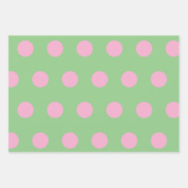 Polka Dot Wrapping Papier (Sage Green & Pastel Pin Inpakpapier Vel