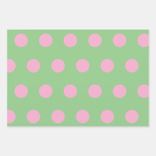 Polka Dot Wrapping Papier (Sage Green & Pastel Pin Inpakpapier Vel (Voorkant)
