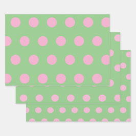Polka Dot Wrapping Papier (Sage Green & Pastel Pin Inpakpapier Vel