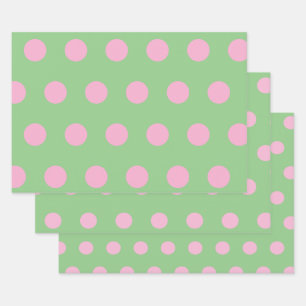Polka Dot Wrapping Papier (Sage Green & Pastel Pin Inpakpapier Vel