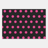 Polka Dot Wrapping Papier (Zwart & Neon Roze) Inpakpapier Vel (Voorkant)
