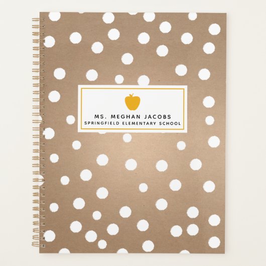 Polka Dot Yellow Apple Teacher Planner (Voorkant)