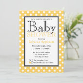 Polka Dot Yellow Baby Shower-uitnodigingen Kaart (Staand voorkant)