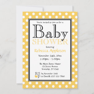 Polka Dot Yellow Baby Shower-uitnodigingen Kaart
