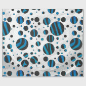Polka Dot Zebra Black en Blue Pattern Cadeaupapier (Vlak)