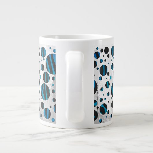 Polka Dot Zebra Black en Blue Pattern Grote Koffiekop (Achterkant)