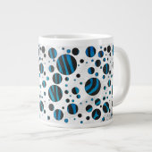 Polka Dot Zebra Black en Blue Pattern Grote Koffiekop (Voorkant rechts)