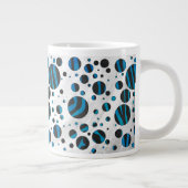 Polka Dot Zebra Black en Blue Pattern Grote Koffiekop (Rechts)