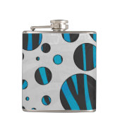 Polka Dot Zebra Black en Blue Pattern Heupfles (Voorkant)