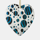 Polka Dot Zebra Black en Blue Pattern Keramisch Ornament (Rechts)