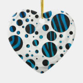 Polka Dot Zebra Black en Blue Pattern Keramisch Ornament (Voorkant)