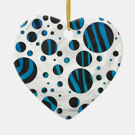 Polka Dot Zebra Black en Blue Pattern Keramisch Ornament (Voorkant)