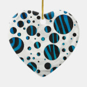 Polka Dot Zebra Black en Blue Pattern Keramisch Ornament (Achterkant)