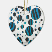 Polka Dot Zebra Black en Blue Pattern Keramisch Ornament (Links)