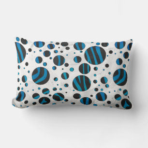 Polka Dot Zebra Black en Blue Pattern Kussen