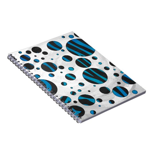Polka Dot Zebra Black en Blue Pattern Notitieboek (Rechterzijde)