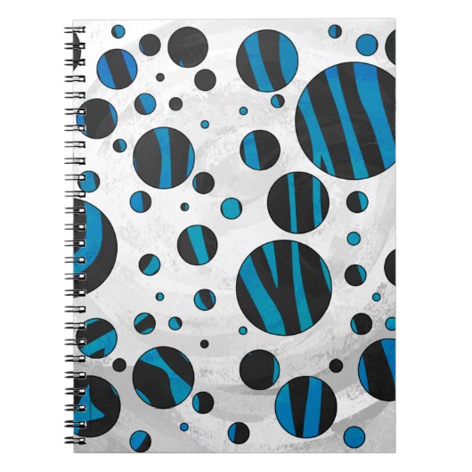 Polka Dot Zebra Black en Blue Pattern Notitieboek (Voorkant)
