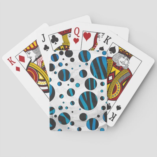 Polka Dot Zebra Black en Blue Pattern Pokerkaarten (Achterkant)
