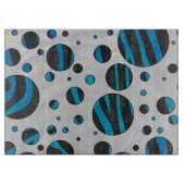 Polka Dot Zebra Black en Blue Pattern Snijplank (Voorkant)