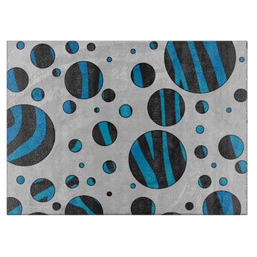 Polka Dot Zebra Black en Blue Pattern Snijplank (Voorkant)