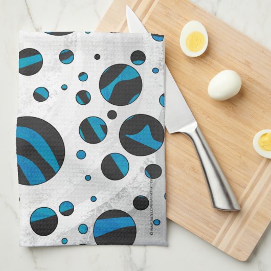 Polka Dot Zebra Black en Blue Pattern Theedoek (Quarter Fold)