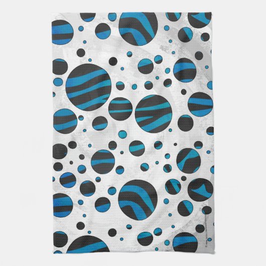 Polka Dot Zebra Black en Blue Pattern Theedoek (Verticaal)
