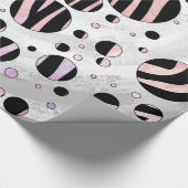 Polka Dot Zebra Black en Pink Cadeaupapier (Hoek)