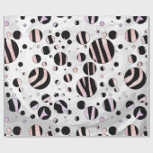 Polka Dot Zebra Black en Pink Cadeaupapier (Vlak)